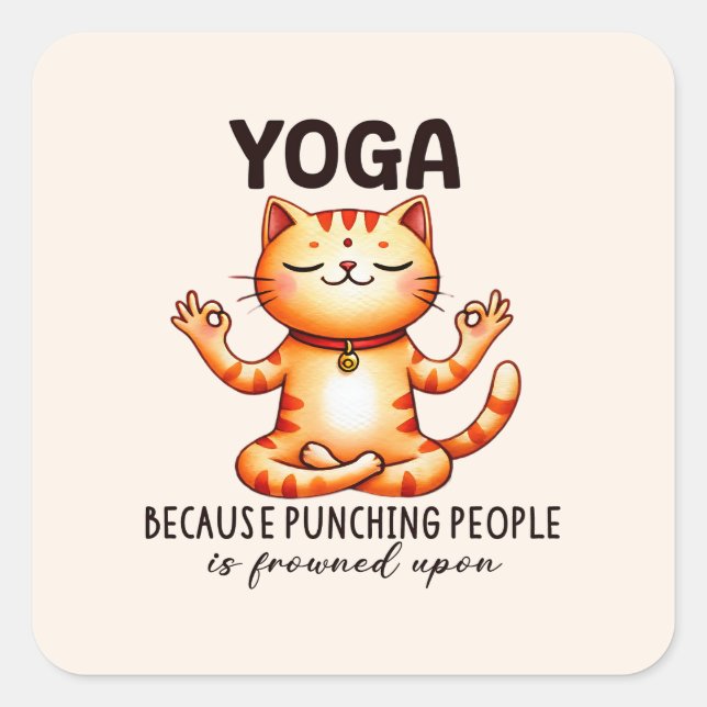 Cat Yoga Pose - Funny Yoga Square Sticker (Front)