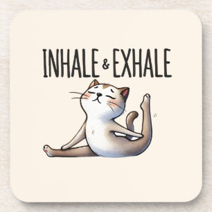 Cat Yoga Pose - Inhale & Exhale Coaster