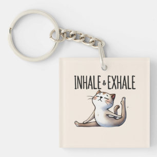 Cat Yoga Pose - Inhale & Exhale Key Ring