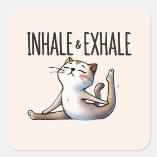 Cat Yoga Pose - Inhale & Exhale Square Sticker
