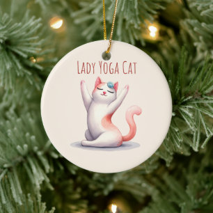 Cat Yoga Pose - Lady Yoga Cat Ceramic Tree Decoration