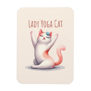 Cat Yoga Pose - Lady Yoga Cat Magnet