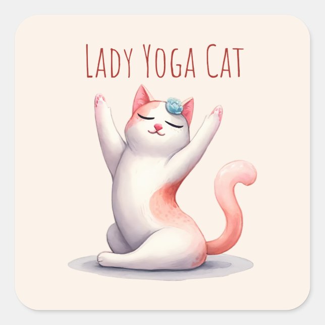 Cat Yoga Pose - Lady Yoga Cat Square Sticker (Front)