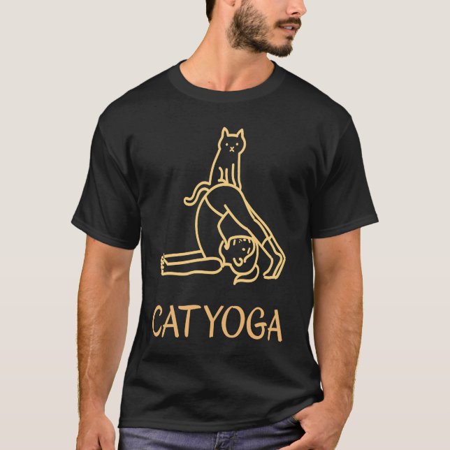 Cat Yoga Pose  Meditation Workout Exercise T-Shirt (Front)