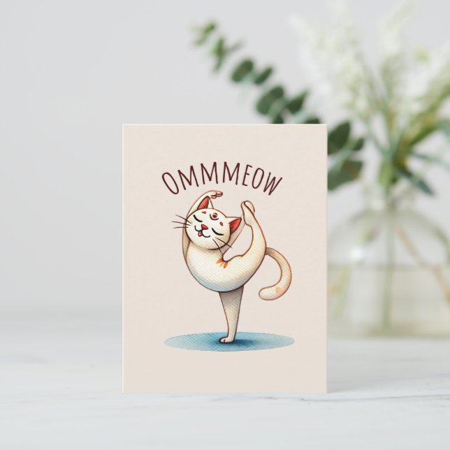 Cat Yoga Pose - Meow Postcard (Standing Front)