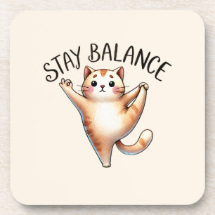 Cat Yoga Pose - Stay Balance Coaster
