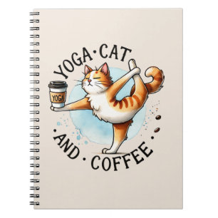 Cat Yoga Pose - Yoga Cat and Coffee Notebook