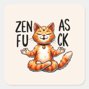 Cat Yoga Pose - Zen Square Sticker