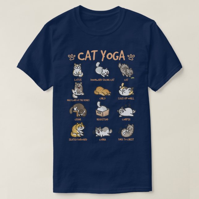 Cat Yoga Poses Cats Practicing Mindfulness Meditat T-Shirt (Design Front)