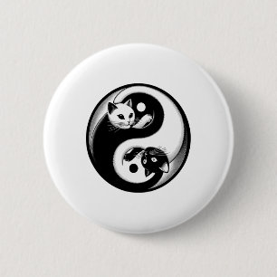 Cat Yoga Tai Chi Mandala Zen Yin Yang 6 Cm Round Badge