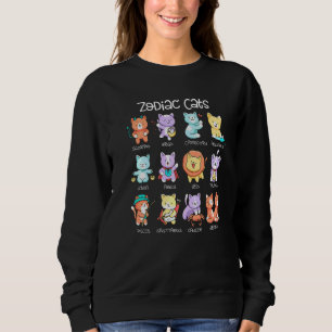 Cat Zodiac Signs Astrology Birth Month Kitten Cats Sweatshirt