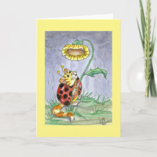 CatABug Cat Ladybug Sunflower Umbrella Art Card