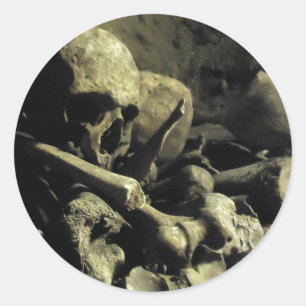 catacomb bones classic round sticker