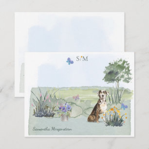 Catahoula Hound Dog Butterfly Monogram and Name  Card