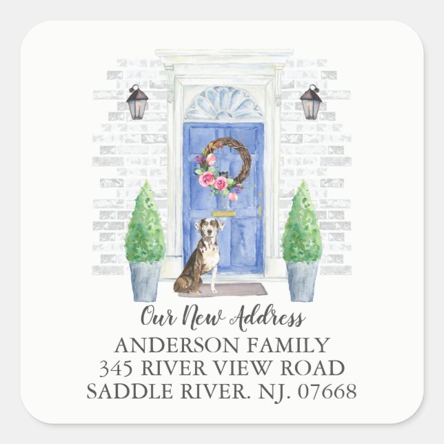 Catahoula Leopard Blue Door New Address Label (Front)