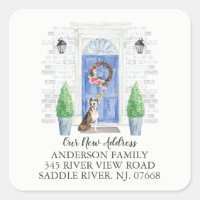 Catahoula Leopard Blue Door New Address Label