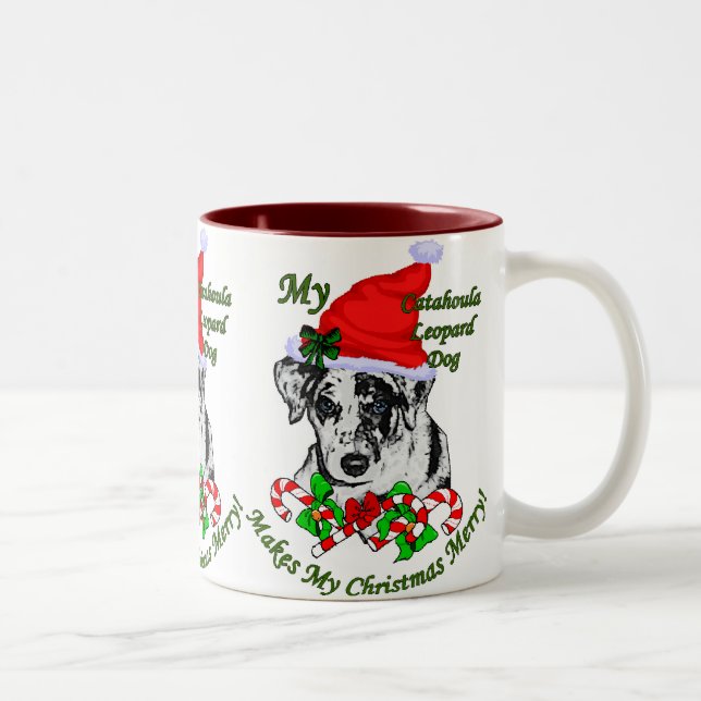 Catahoula Leopard Dog Christmas Gifts Two-Tone Coffee Mug (Right)