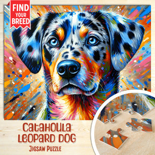 Catahoula Leopard Dog Portrait Acrylic Art Print Jigsaw Puzzle