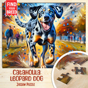 Catahoula Leopard Dog Portrait Acrylic Art Print Jigsaw Puzzle