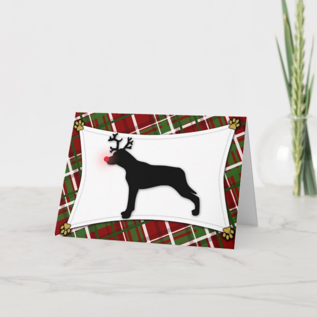 Catahoula Leopard Dog Reindeer Christmas Card (Front)