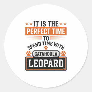 Catahoula Leopard Dog Vintage Time Shirt Design_1 Classic Round Sticker