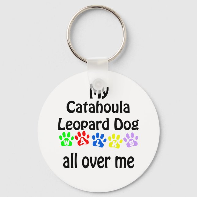Catahoula Leopard Dog Walks Design Key Ring (Front)