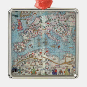 Catalan Atlas: Detail of North Africa and Europe, Metal Tree Decoration