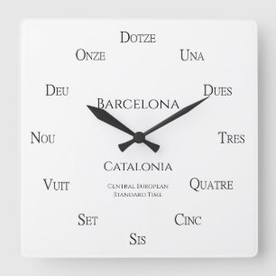 Catalan Numbers Custom City Country Time Zone Square Wall Clock