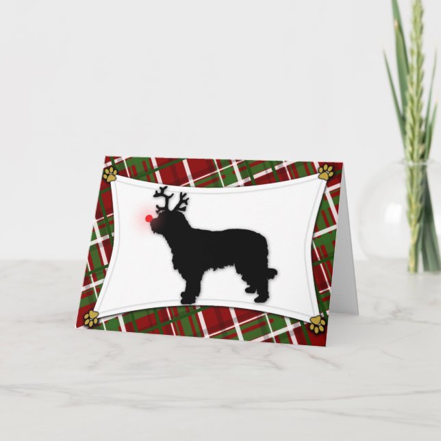 Catalan Sheepdog Reindeer Christmas Card (Front)