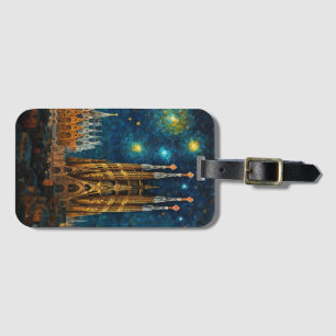Catalan Starry Night   Gaudí Meets Van Gogh Luggage Tag