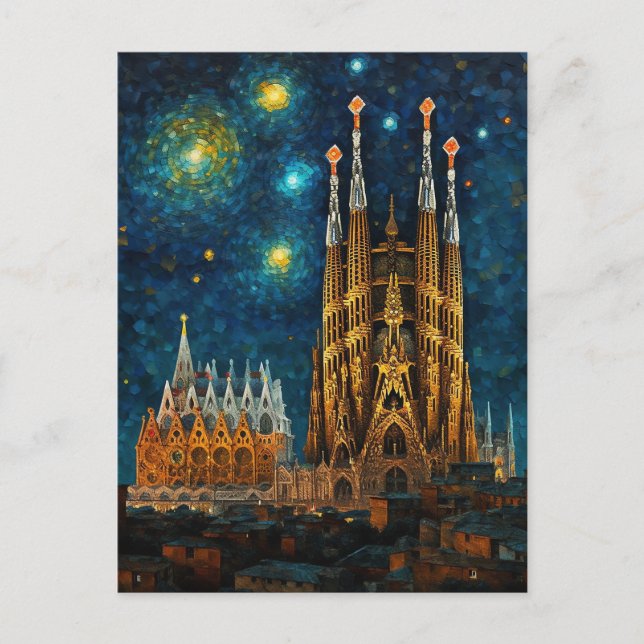Catalan Starry Night | Gaudí Meets Van Gogh Postcard (Front)