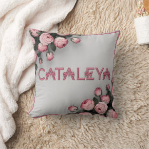 CATALEYA Embroidered Rose Throw Pillow & Blanket