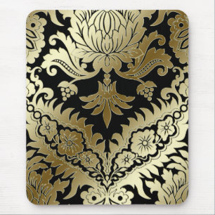 CATALINA DAMASK in GOLD on BLACK Mouse Mat