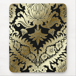 CATALINA DAMASK in GOLD on BLACK Mouse Mat