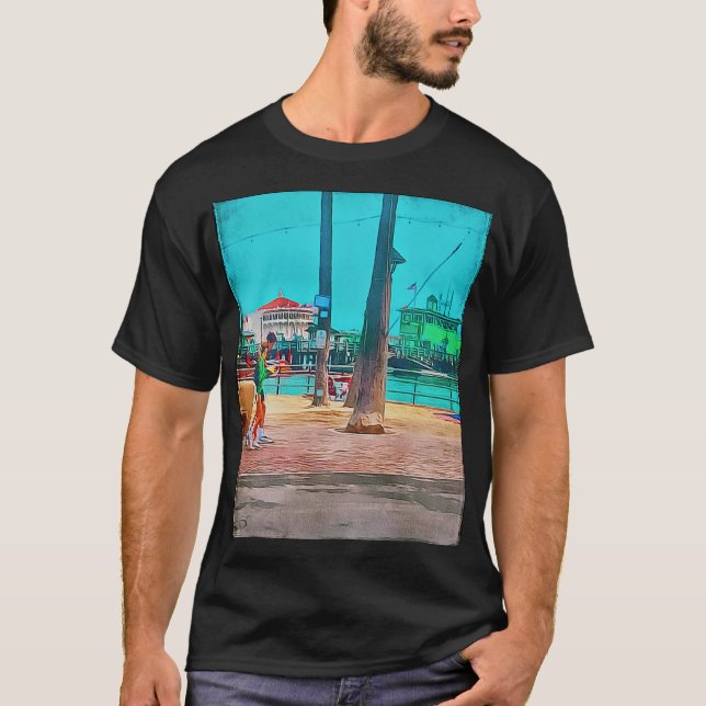 Catalina Island Avalon Ca Green Pier and Casino T-Shirt (Front)