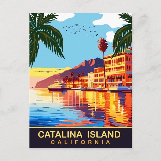 Catalina Island, CA, Water Reflections, Travel Postcard (Front)