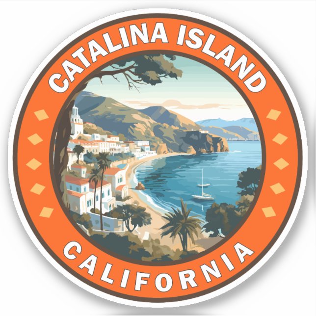 Catalina Island California Travel Art Badge (Front)