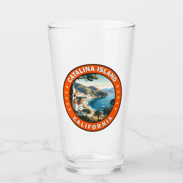 Catalina Island California Travel Art Badge Glass (Front)