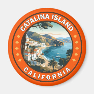 Catalina Island California Travel Art Badge Magnet