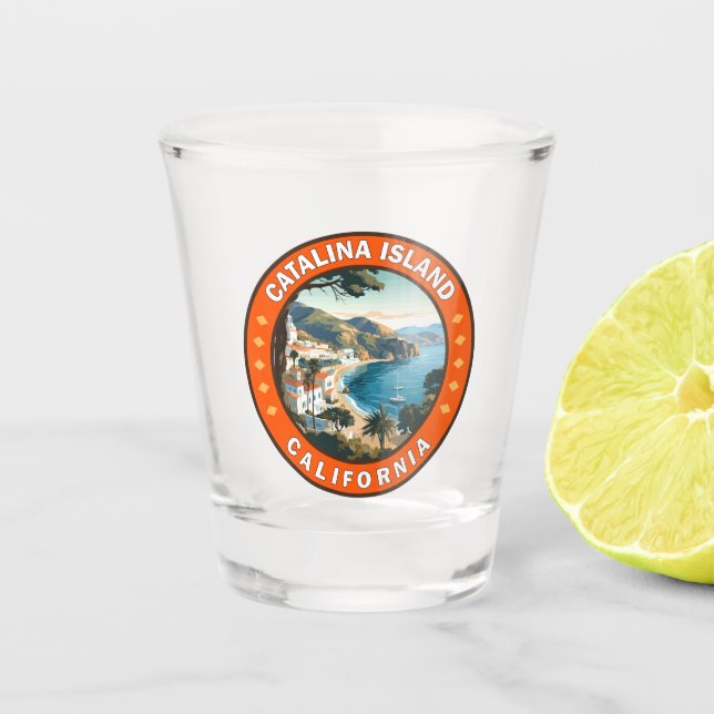 Catalina Island California Travel Art Badge Shot Glass (Front)