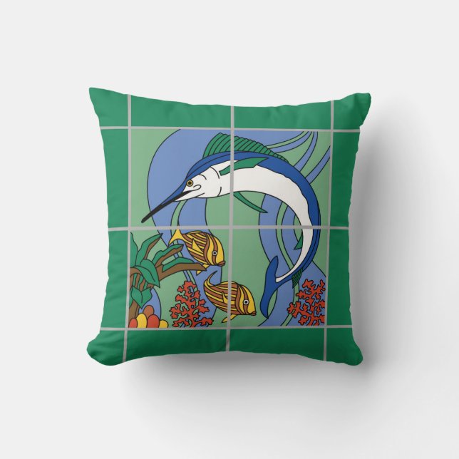 Catalina Island Marlin Design Pillow (Front)