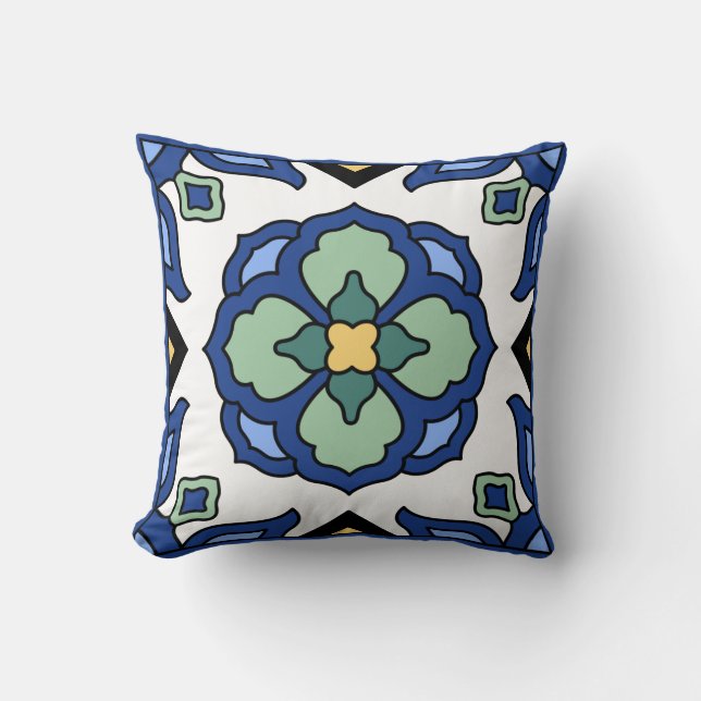 Catalina Island Tile Vintage 1920s Design Cushion (Front)