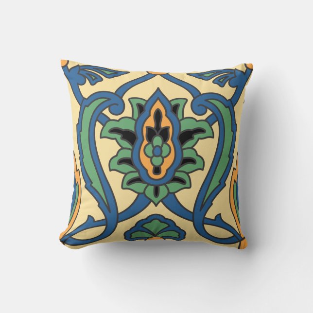 Catalina Island Tile Vintage 1920s Design Cushion (Front)