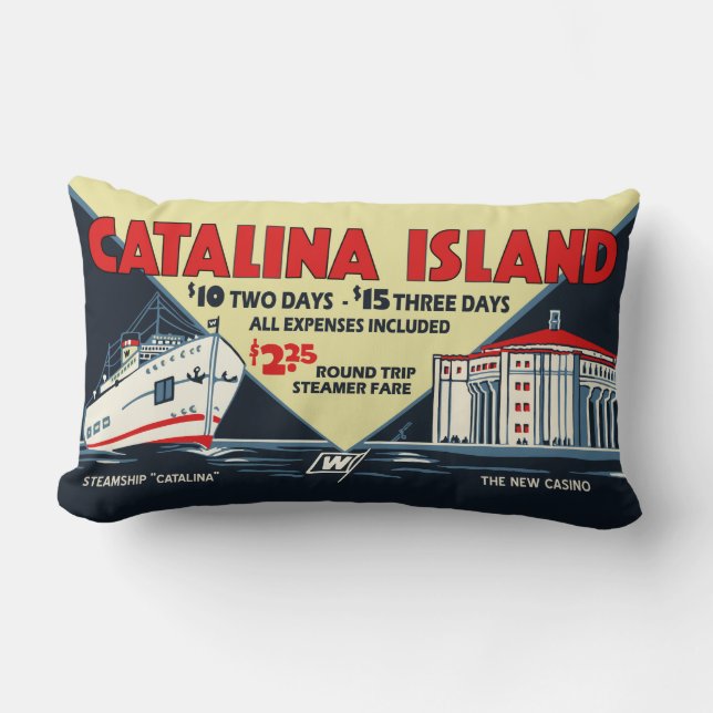 Catalina Island Vintage Art - Pillow (Front)