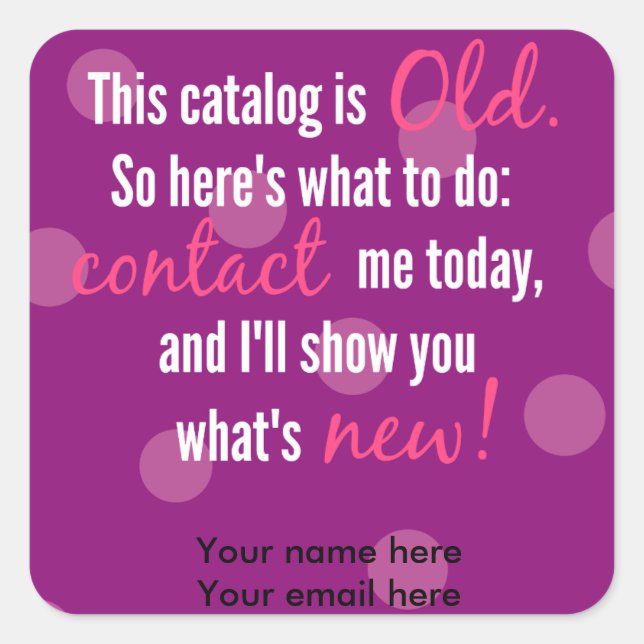 Catalogue change label stickers (Front)