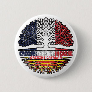 Catalonia Catalan French France Tree Roots Flag 6 Cm Round Badge