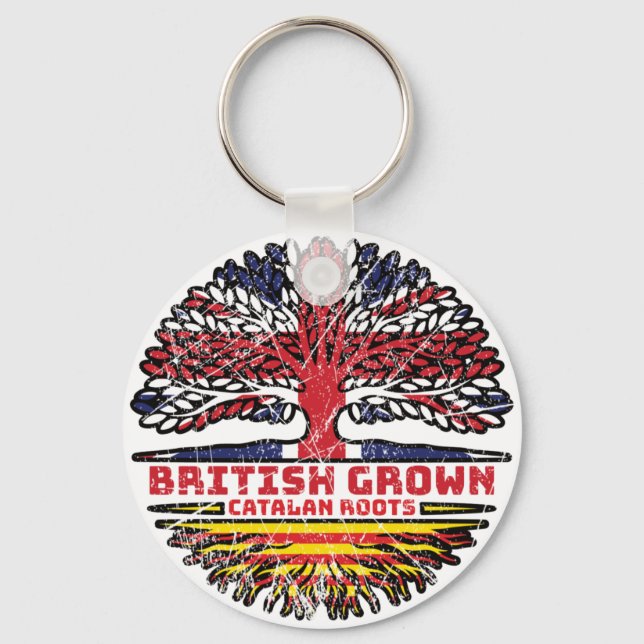 Catalonia Catalan Uk United Kingdom British Tree Key Ring (Front)