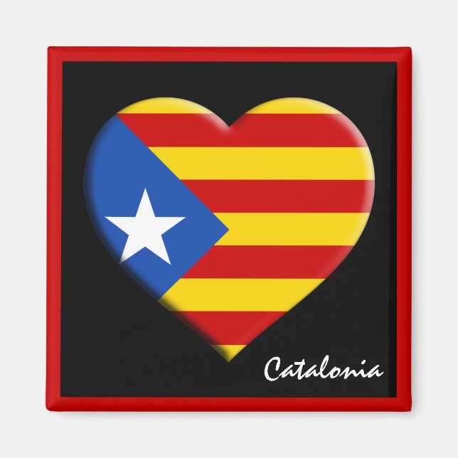 Catalonia Flag & Catalan Heart La Senyera Estelada Magnet (Front)