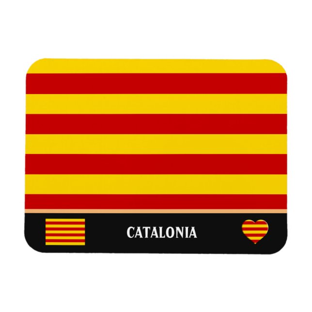 Catalonia Flag & Catalan - La Senyera fashion Magnet (Horizontal)
