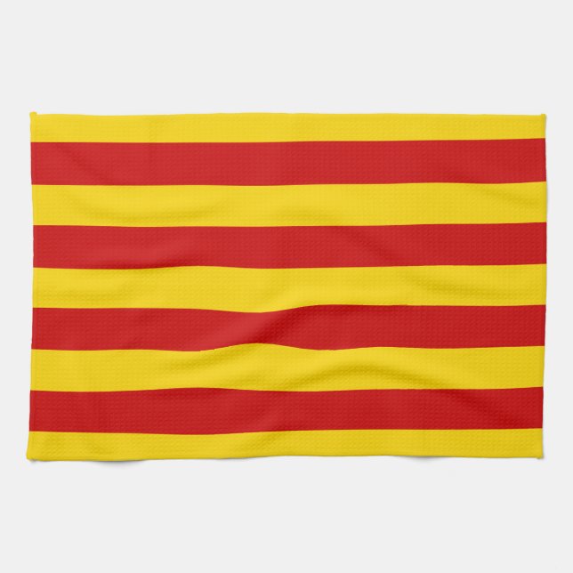 Catalonia Flag & Catalan - La Senyera fashion Tea Towel (Horizontal)